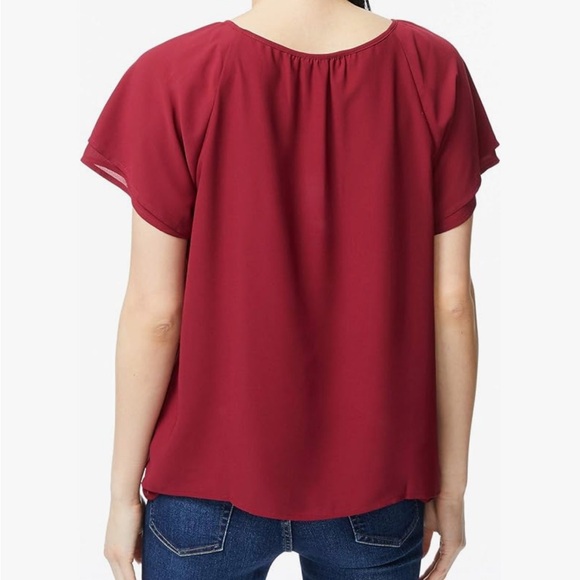 Nautica Red Flowy Short Sleeve Blouse - Picture 2 of 8